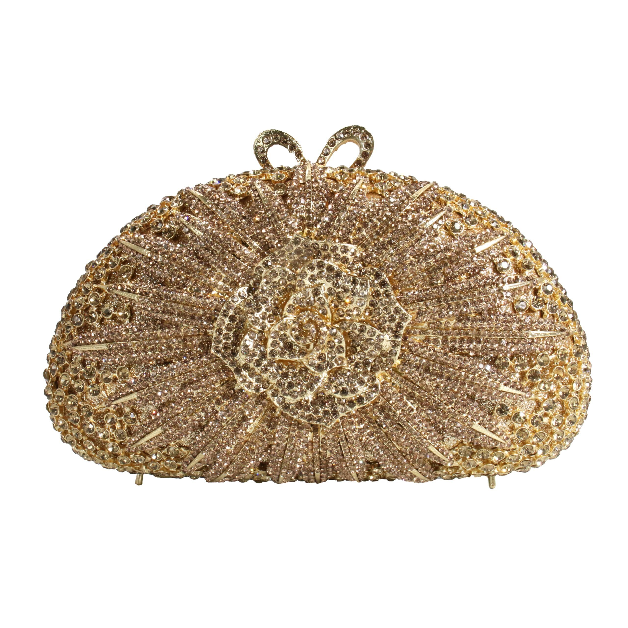1209 Flower Evening Bags Vintage Floral Rhinestone Crystal Bag Wedding